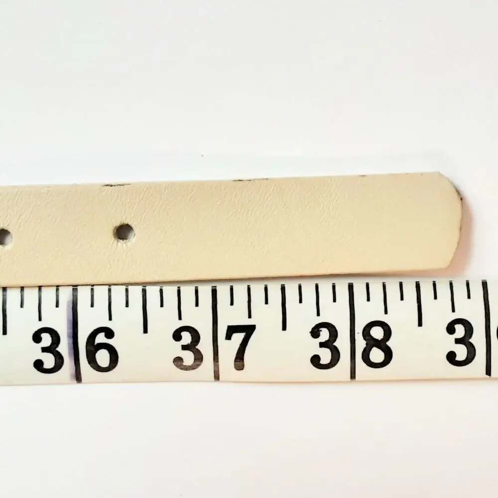 Womens Vintage Skinny Beige Teardrop Buckle Leather Belt Size Medium